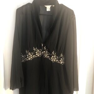 Black XL Gold Embroidered Classic Duster/ Jacket